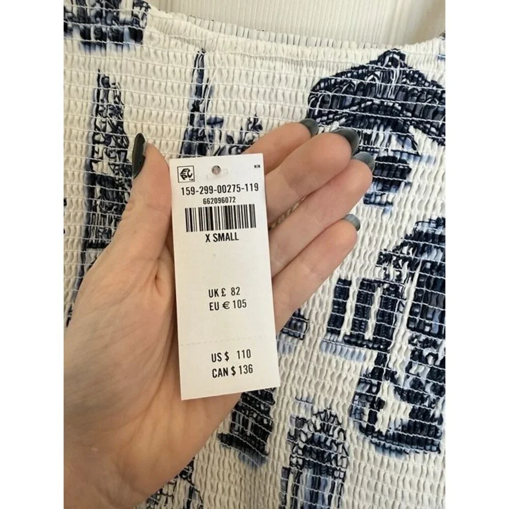 NWT Abercrombie & Fitch Women's Dipped-Waist Smocked Midi Dress